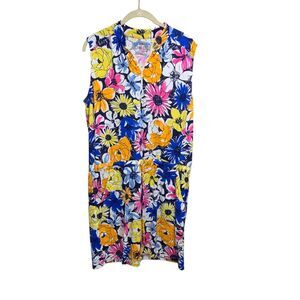 IBKUL Womens Medeline Print Sleeveless Drawstring Golf Dress M Outdoors UPF 50